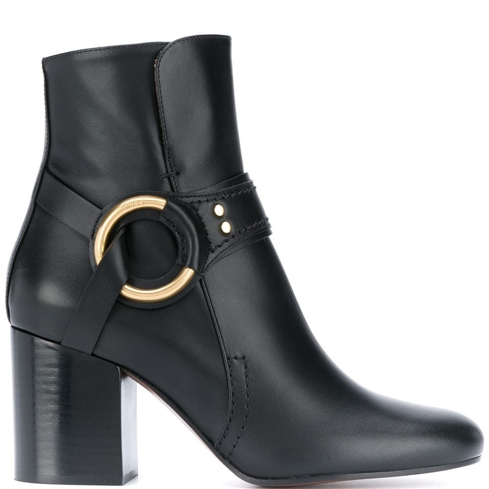 Chloe ring detail leather boots